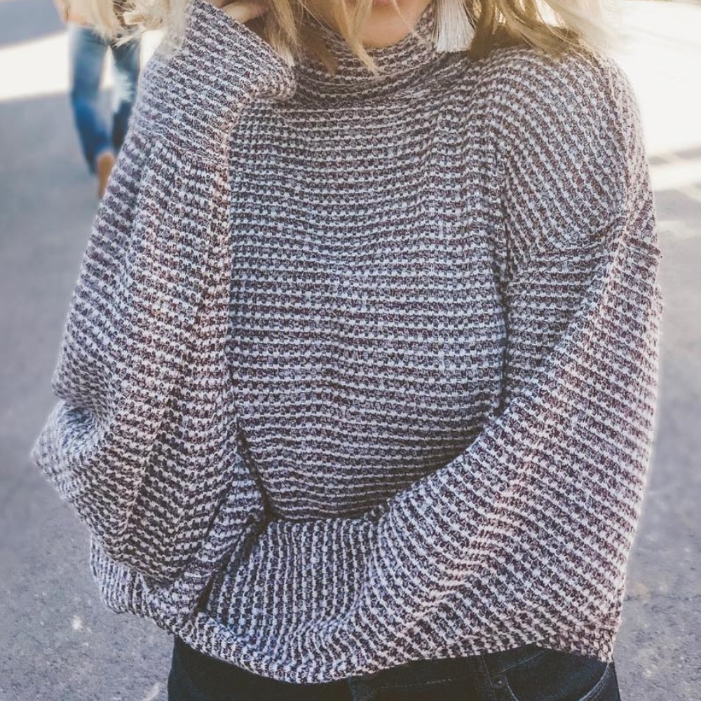 Free People Waffle Knit Crop Turtle Neck